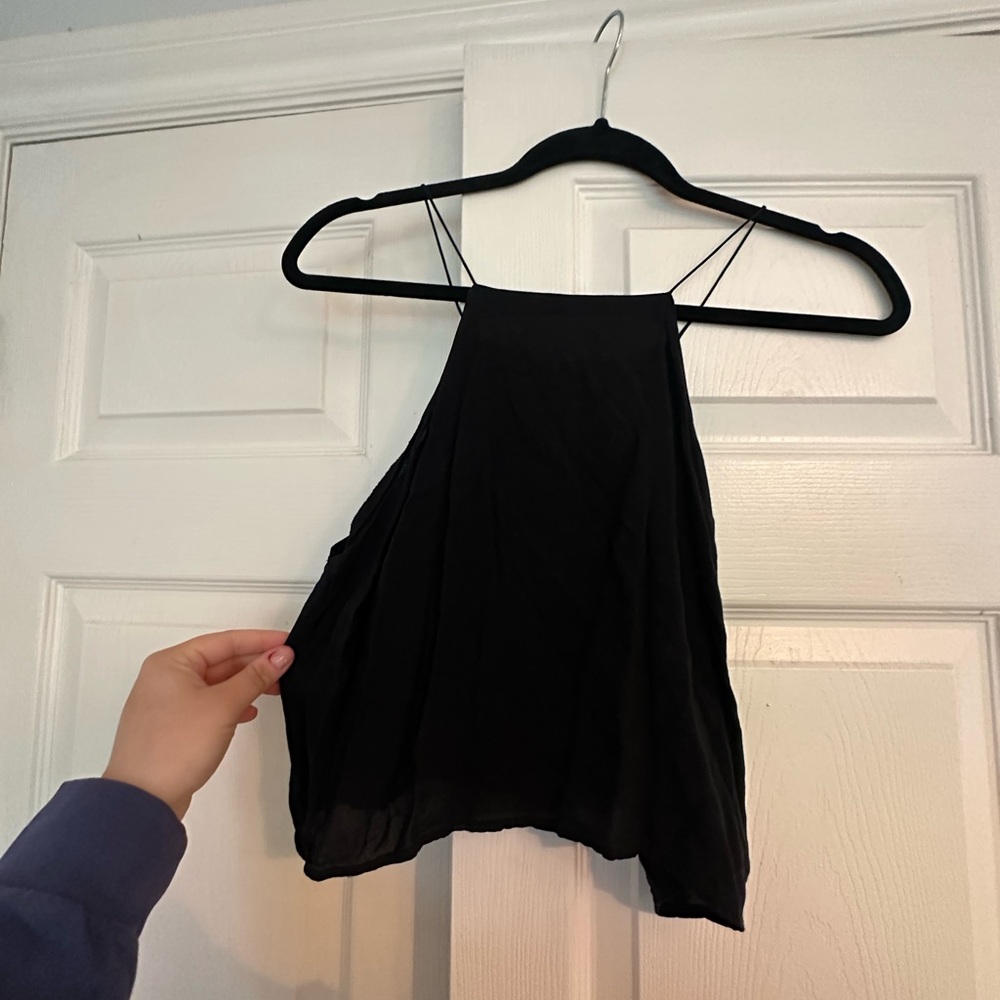 Sparkle & Fade Black Sleeveless Backless Crop Camisole